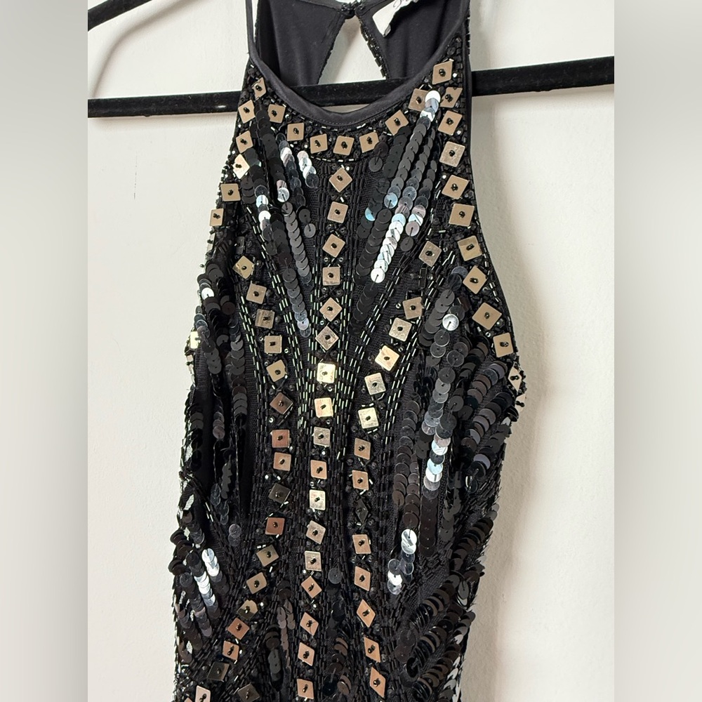 Revolve Parker Jaden Beaded Sequin Open Back Little Black Cocktail Dress - Picture 8 of 17